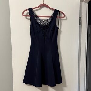 City Studio Navy Dress with Lace Detail